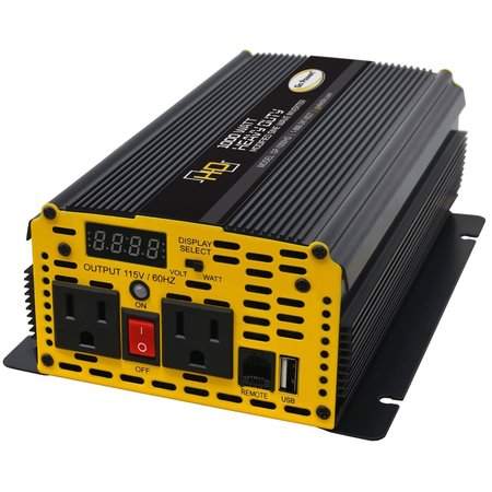 GO POWER! Power Inverter, Modified Sine Wave, 2,000 W Peak, 1,000 W Continuous, 2 Outlets 80176